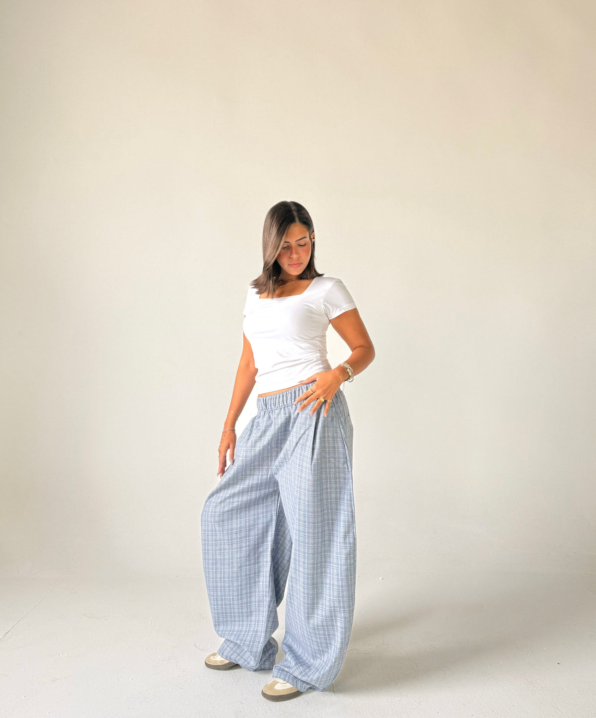 Sky Blue Checked Pants