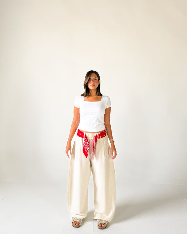 Linen Red Bandana Pants- THE BRB PANTS