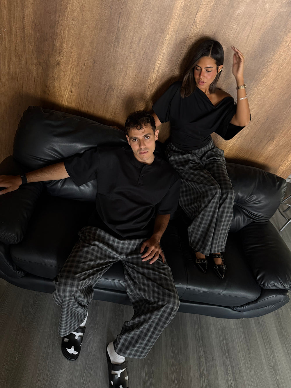 Black Checked Pants
