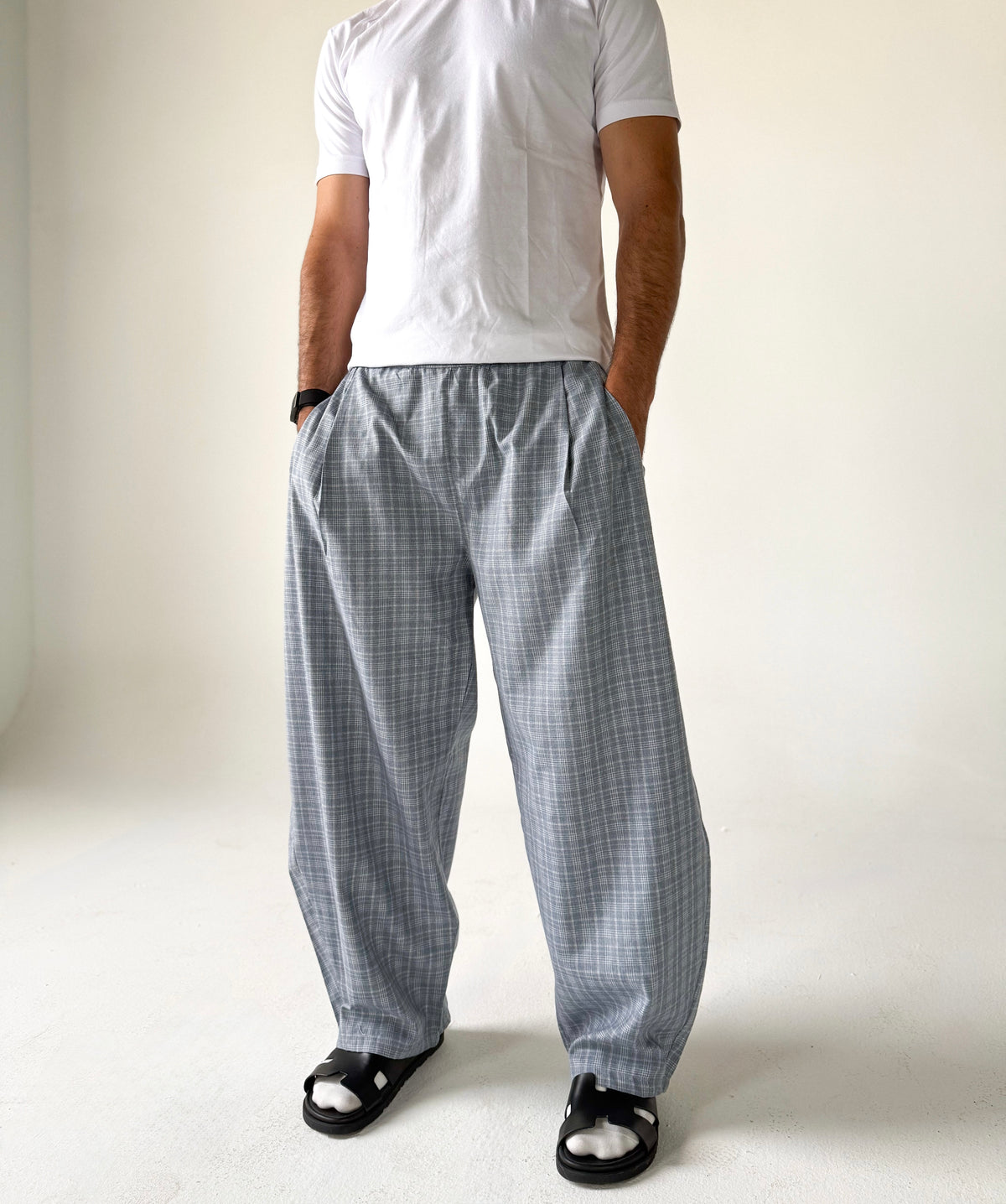 Sky Blue Checked Pants