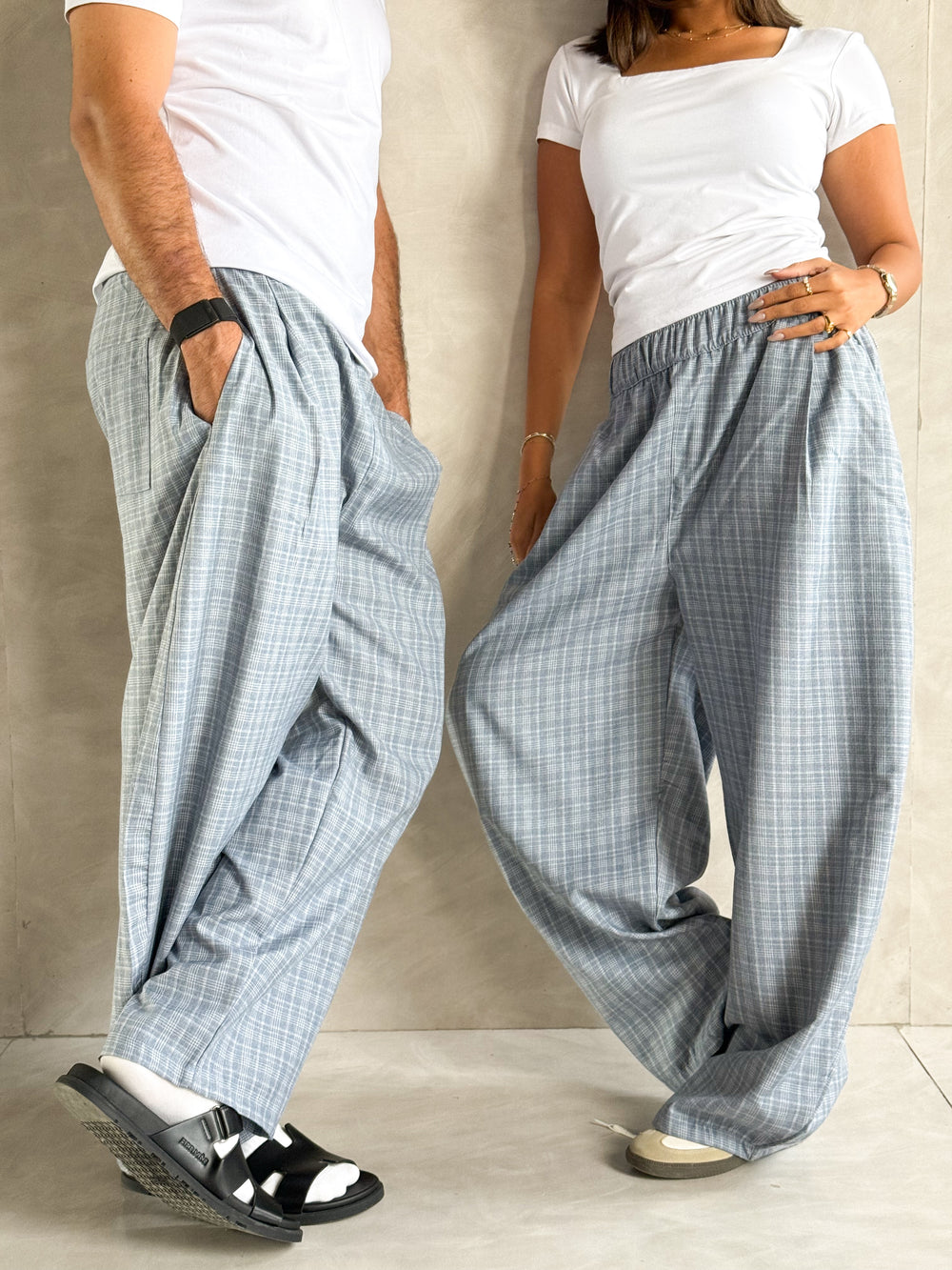 Sky Blue Checked Pants
