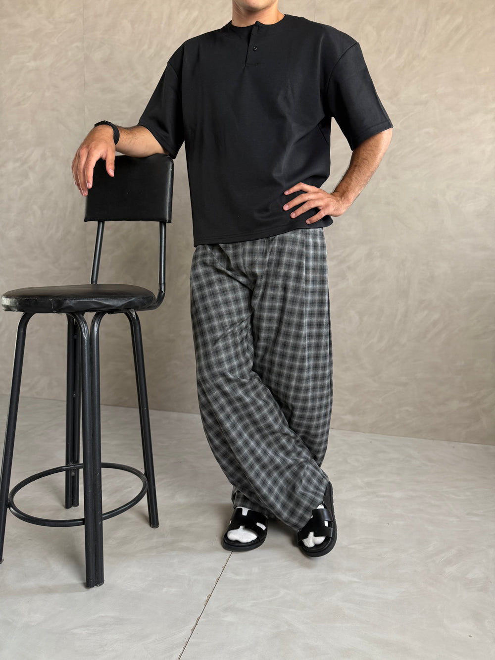 Black Checked Pants