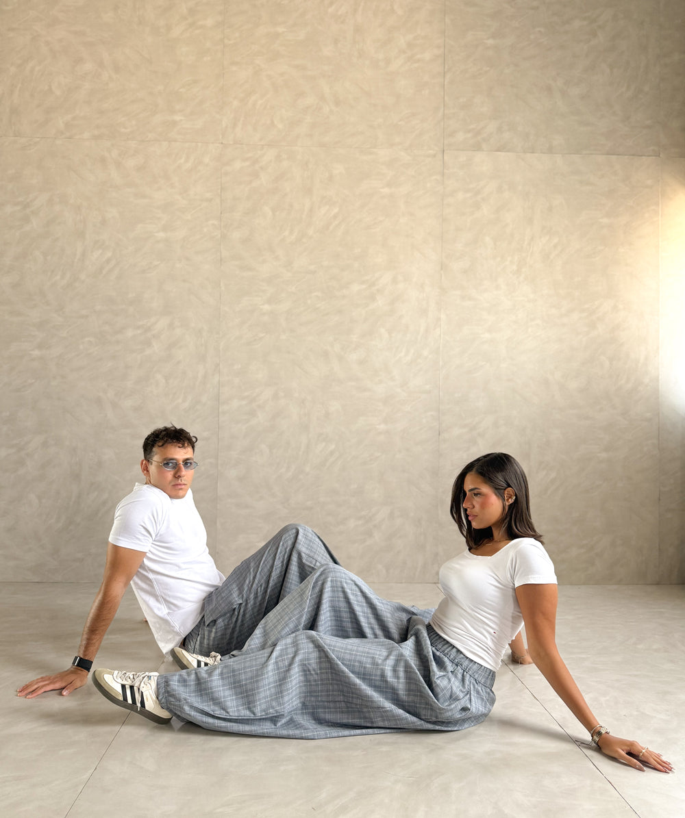 Sky Blue Checked Pants