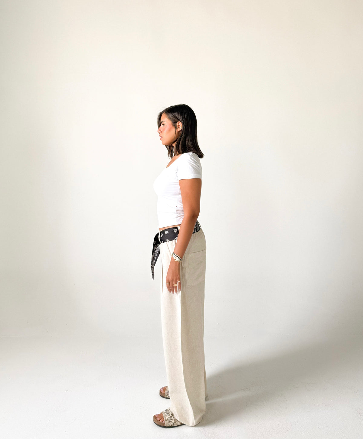 Linen Barrel Black Bandana Pants- THE TRIPLE B