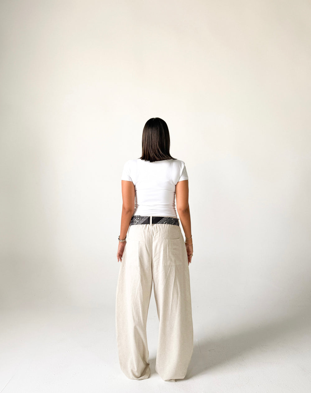 Linen Barrel Black Bandana Pants- THE TRIPLE B