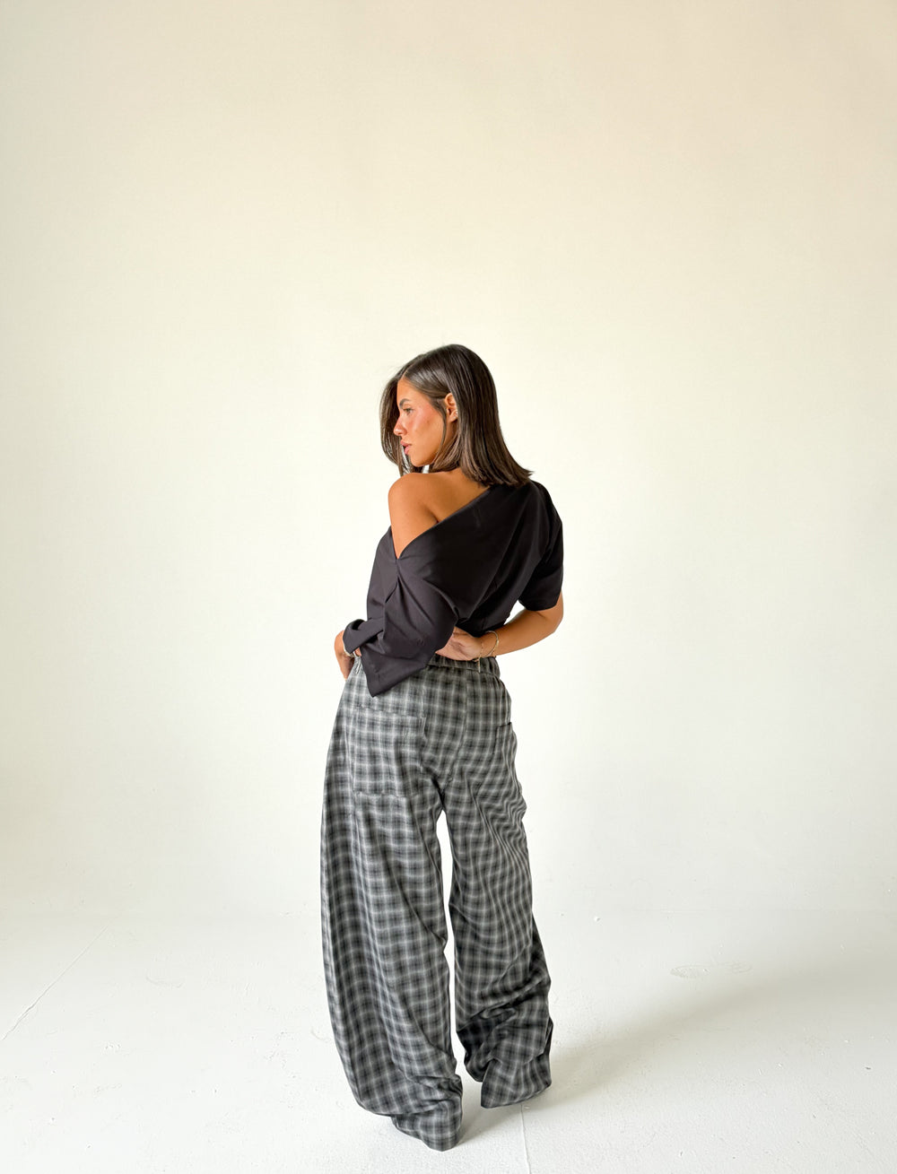 Black Checked Pants