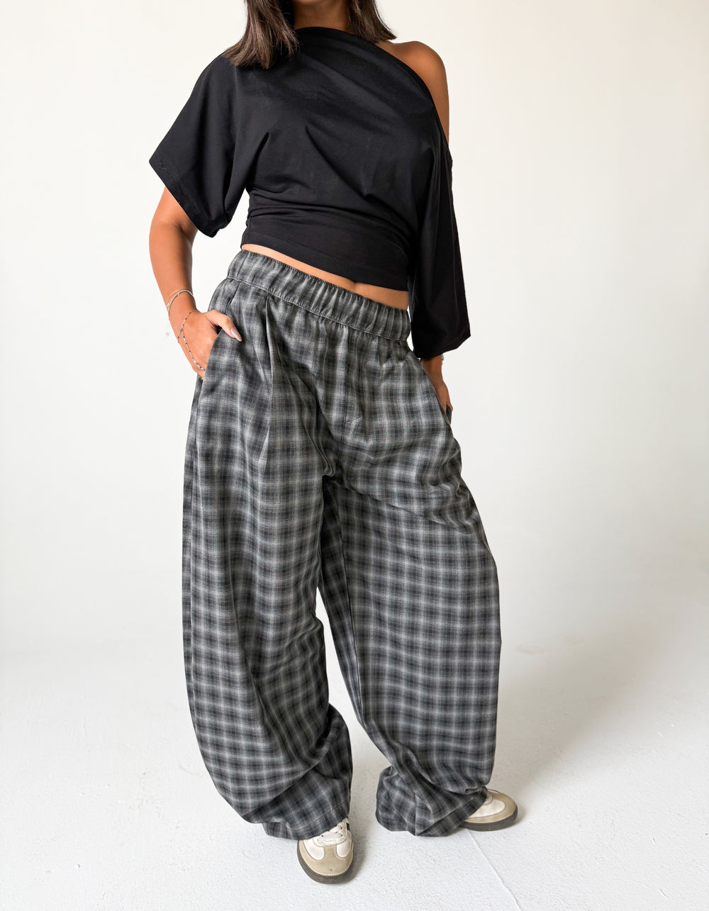 Black Checked Pants