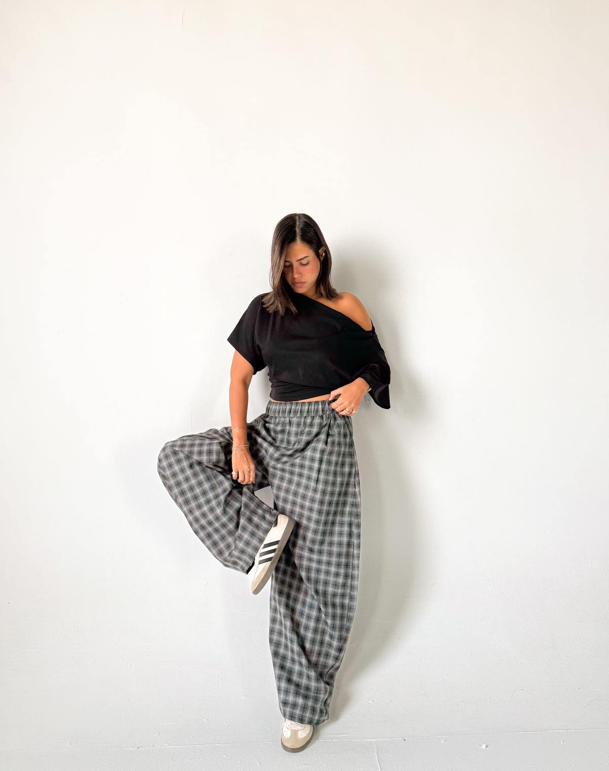 Black Checked Pants