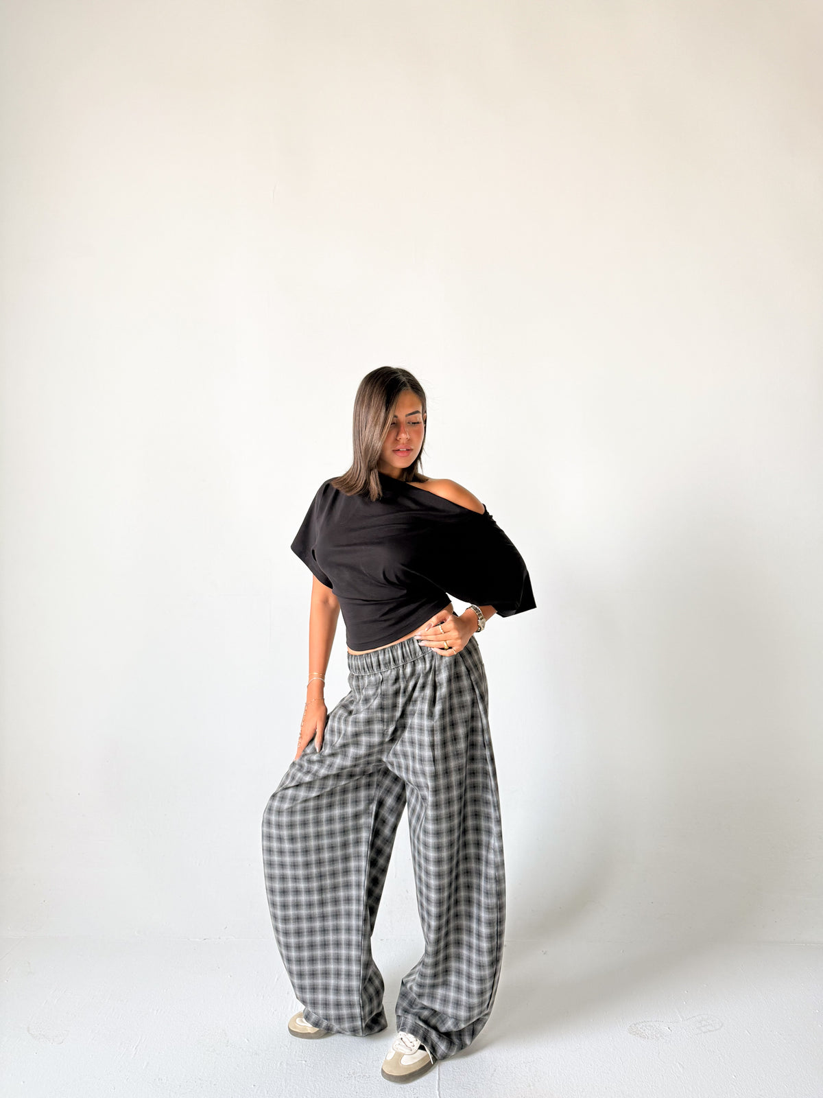 Black Checked Pants