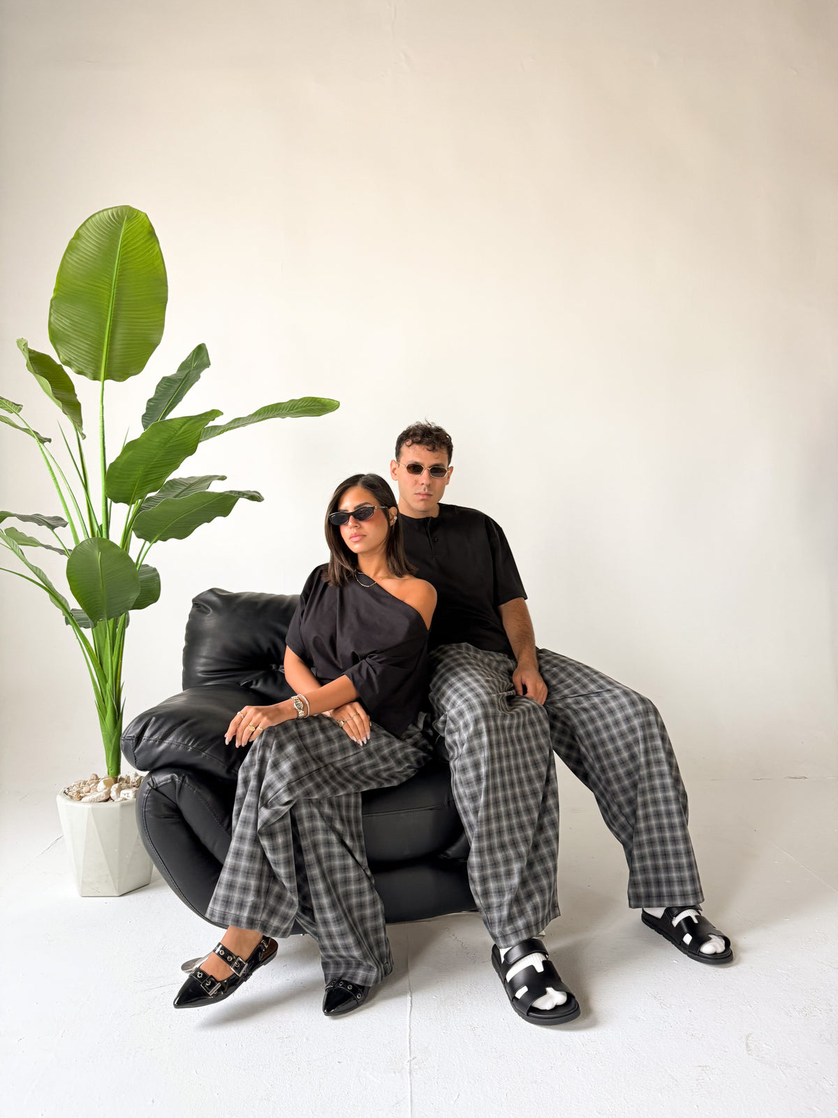 Black Checked Pants