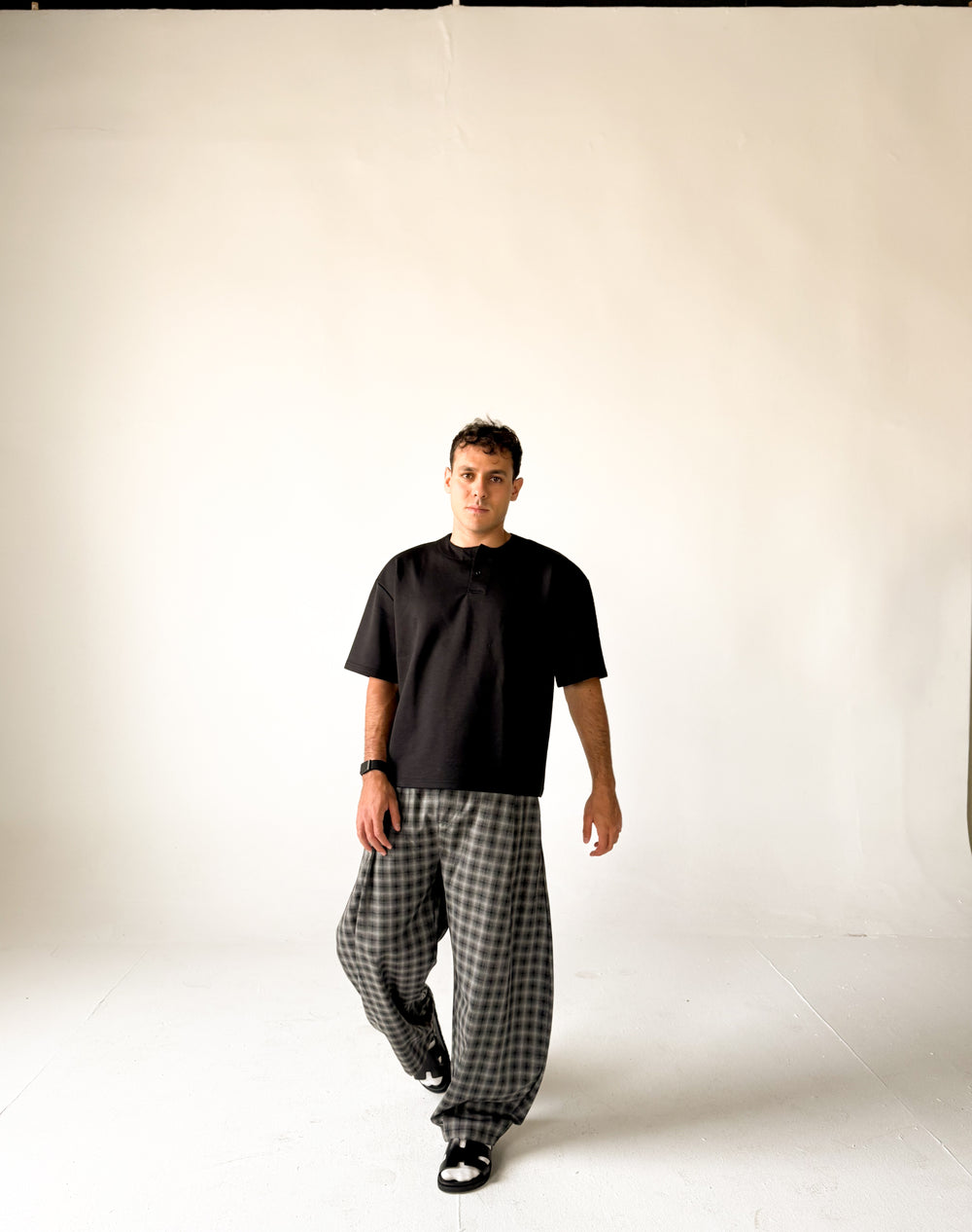 Black Checked Pants