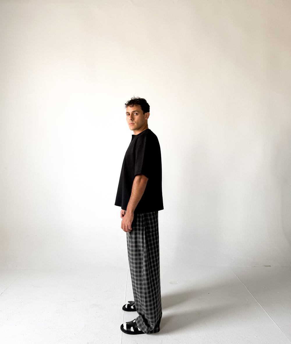 Black Checked Pants